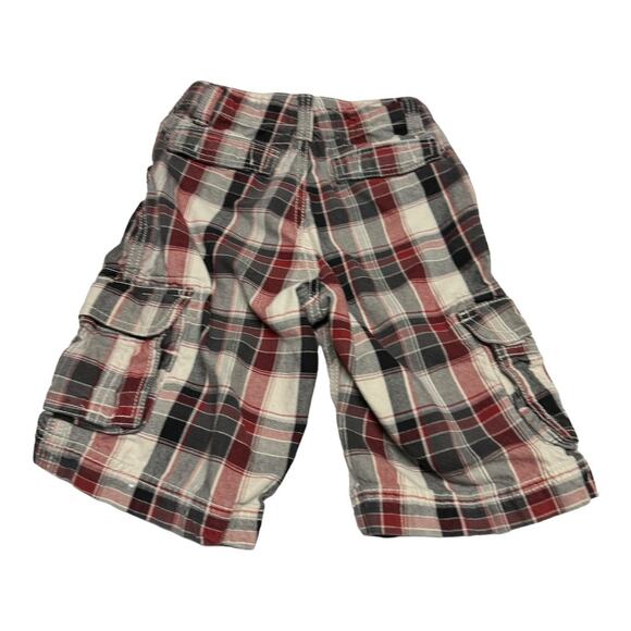 Arizona Boys Shorts Sz 7X Brick Red Gray White Plaid Adjustable Waist‎ Cargo - Picture 4 of 7